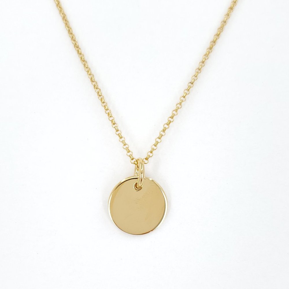 14K Gold Plated on Sterling Silver Round Pendant